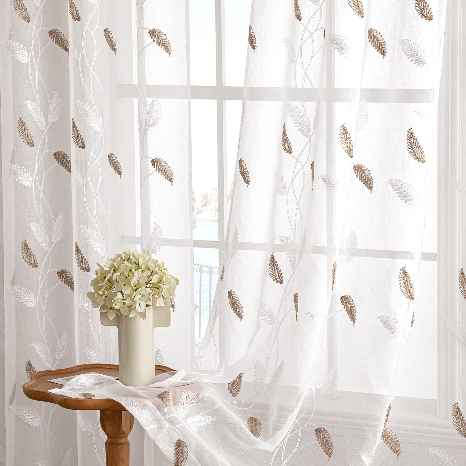 EMEMA Perdea voal pentru sufragerie cu inele de fixare