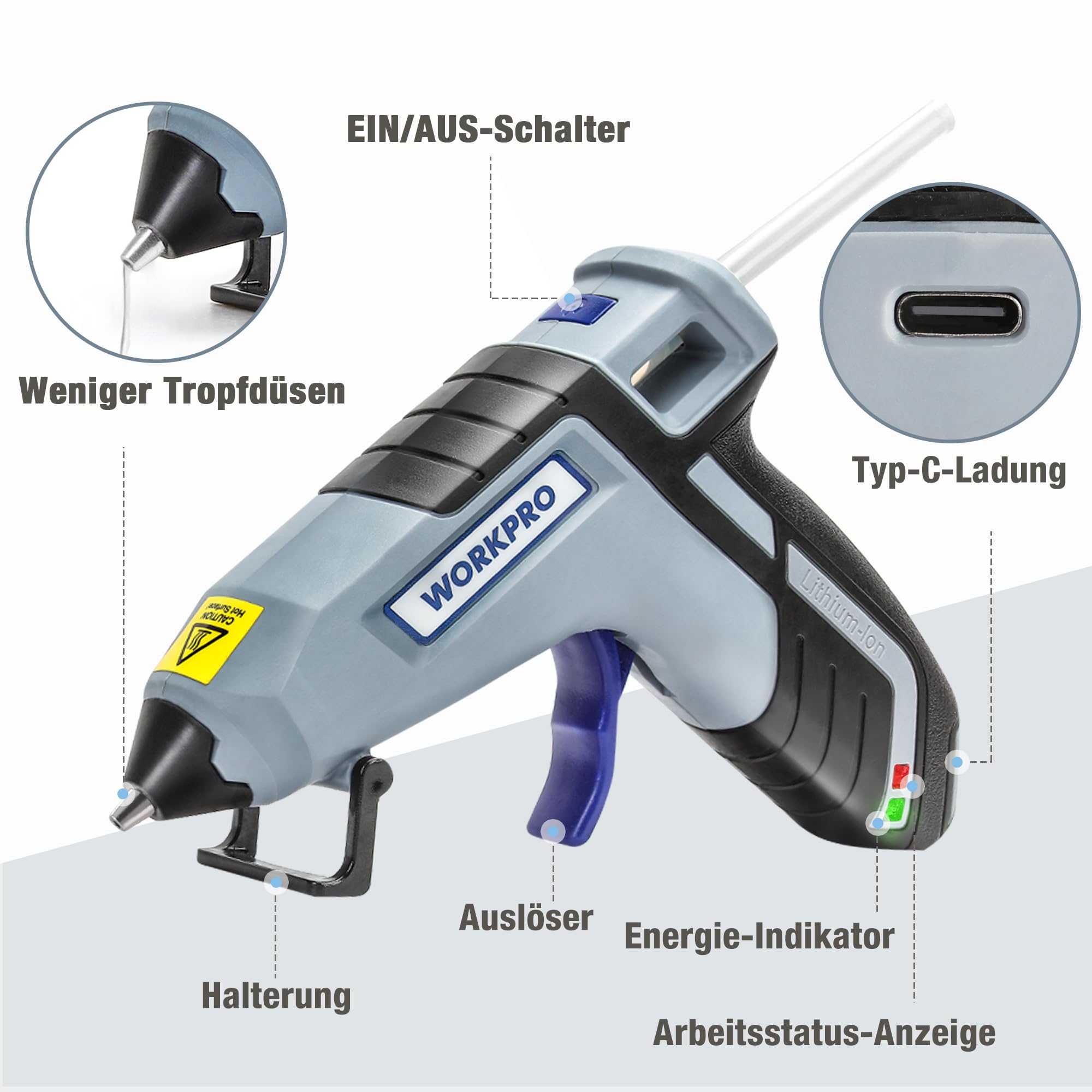 Pistol de lipit fără fir