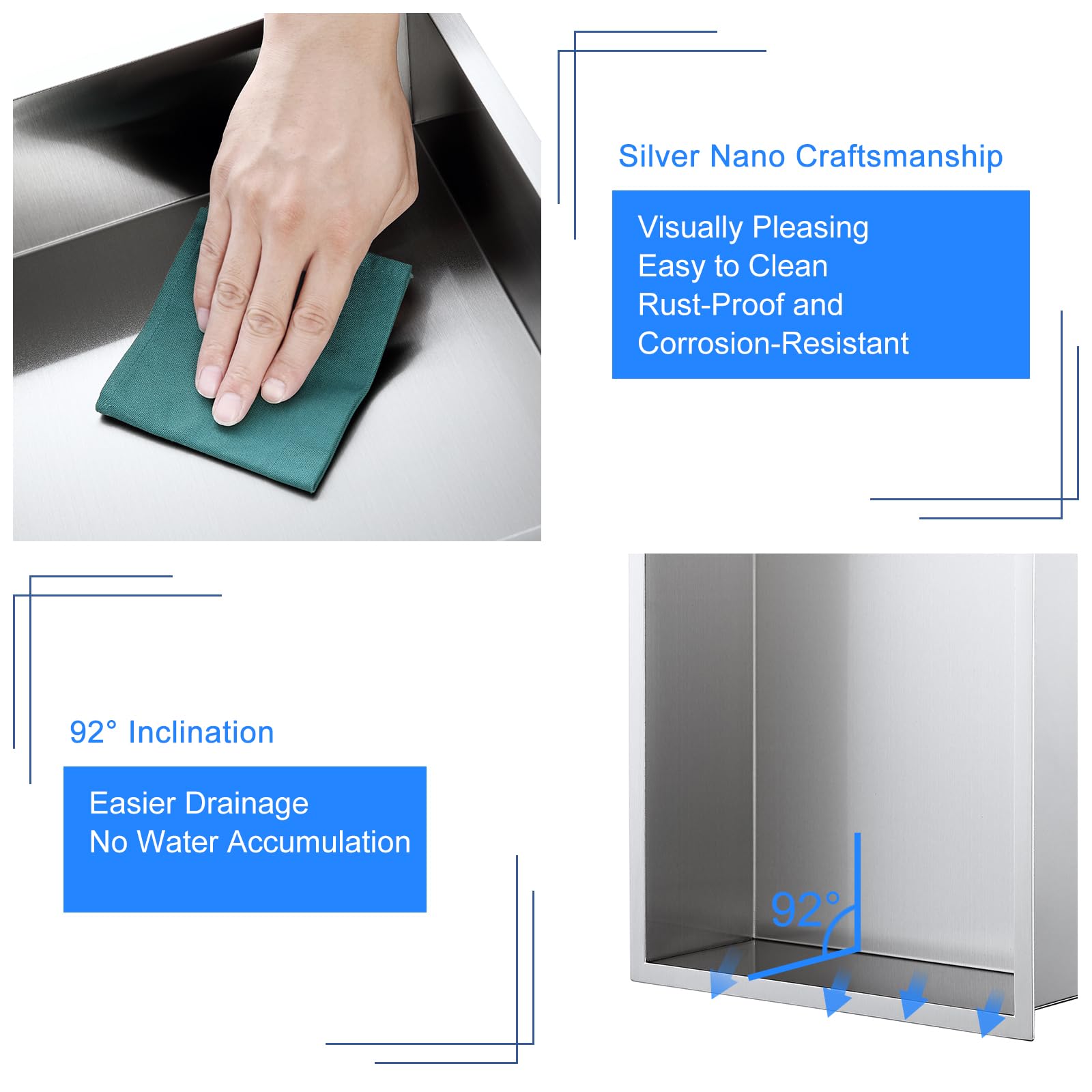 KINKIBOS Nișă de duș de perete din oțel inoxidabil