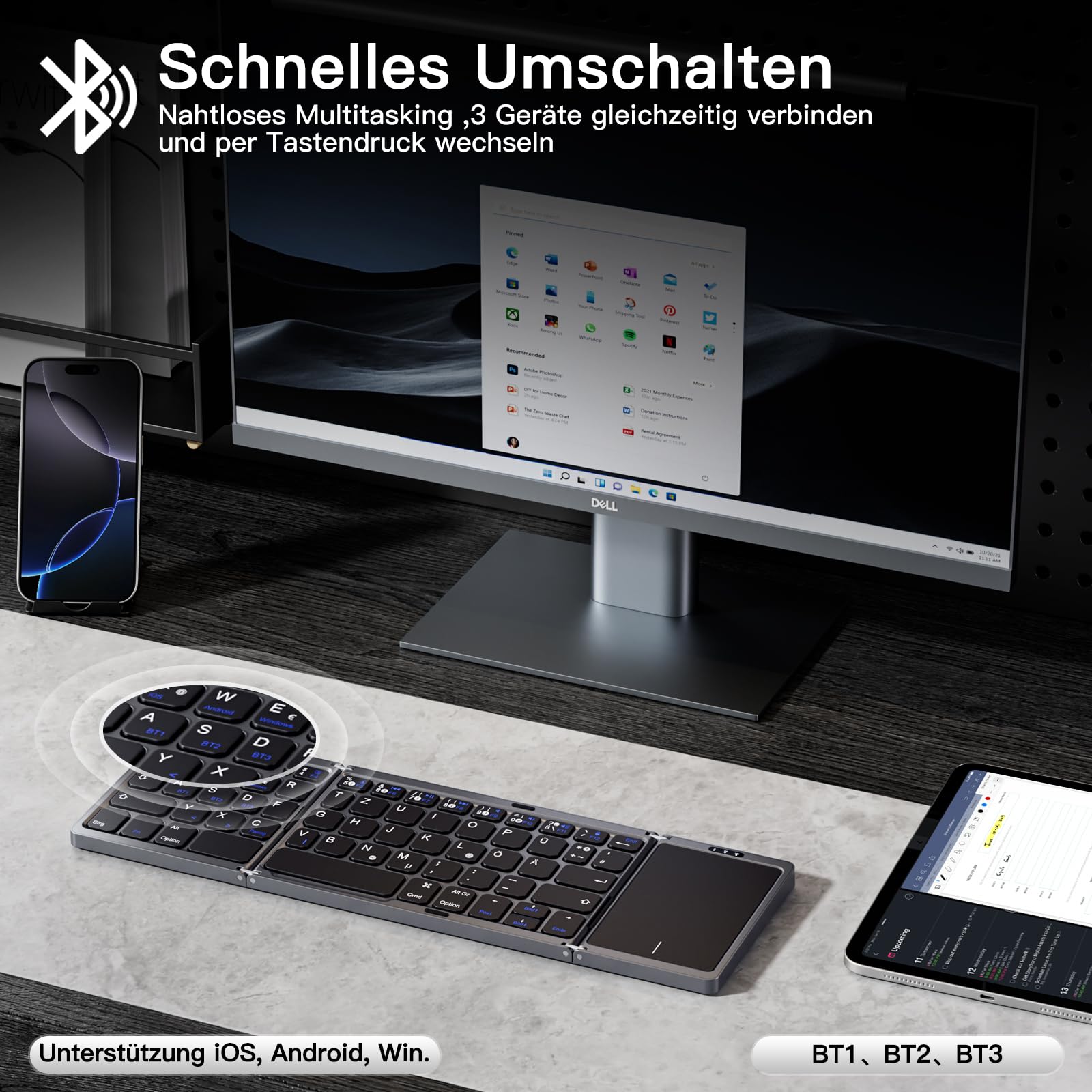 Tastatură pliabilă Bluetooth